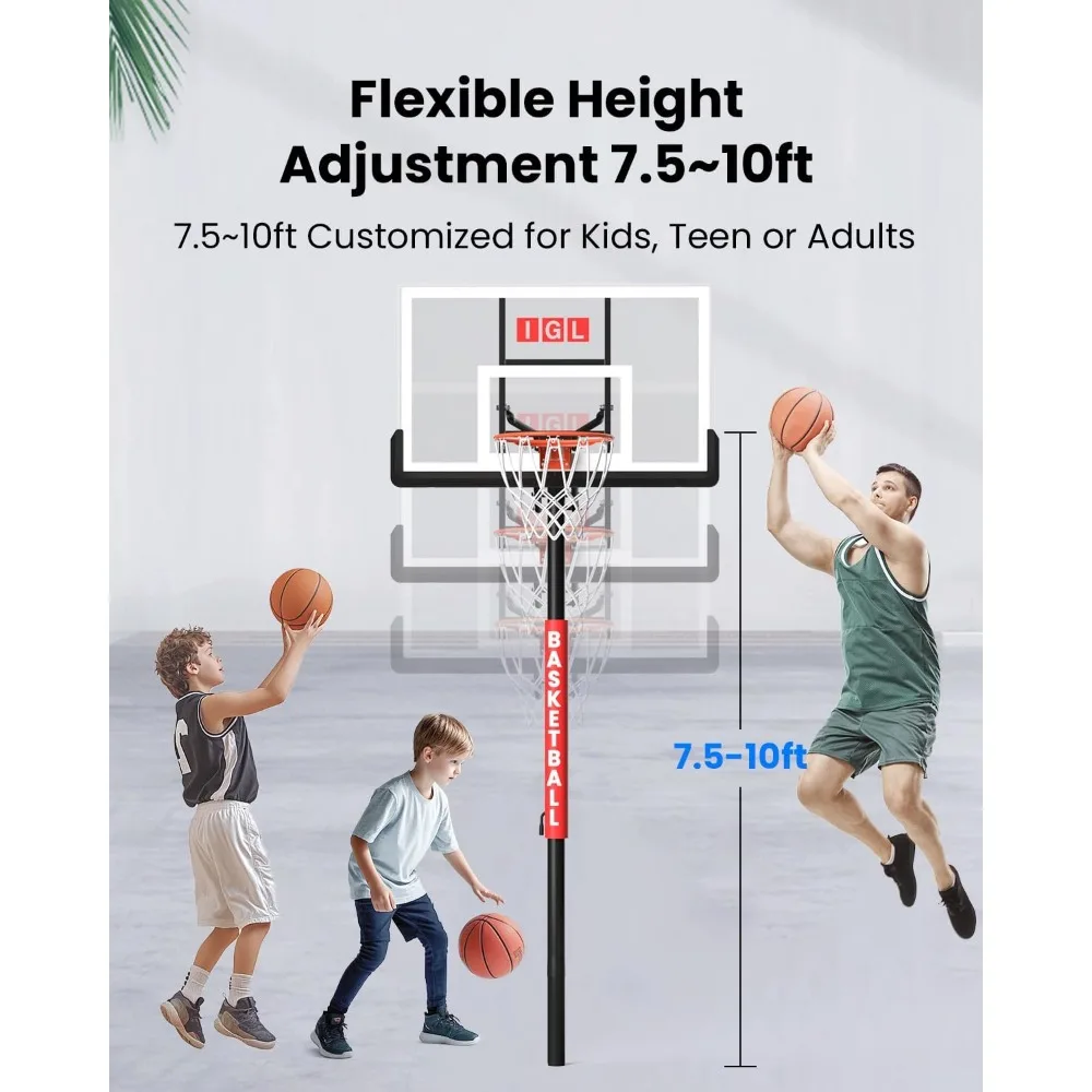 Verstelbaar 10ft basketbaldoel voor buiten met onbreekbaar bord en professionele in de grond