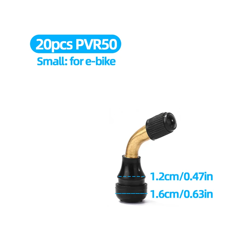 20Pcs Tire Valve Stem 45 Degree Angled Brass Snap in Rubber Base Tubeless for Scooter ATV Motorcycle