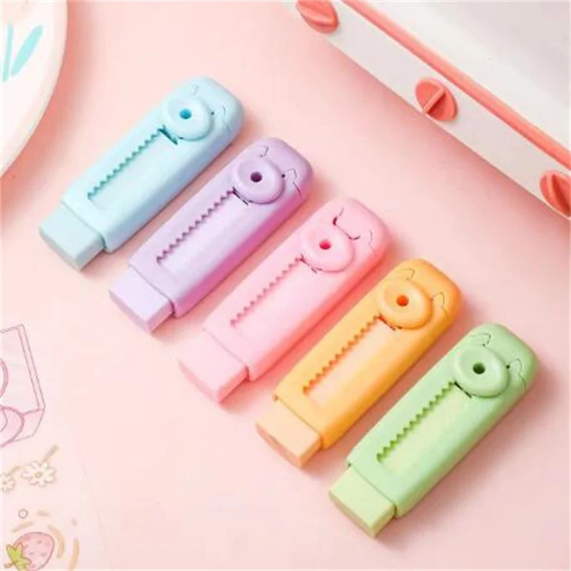 25 pcs/lot Creative Macarons Push-pull Eraser Cute Writing Drawing Rubber Pencil Erasers Stationery Gifts School Suppies