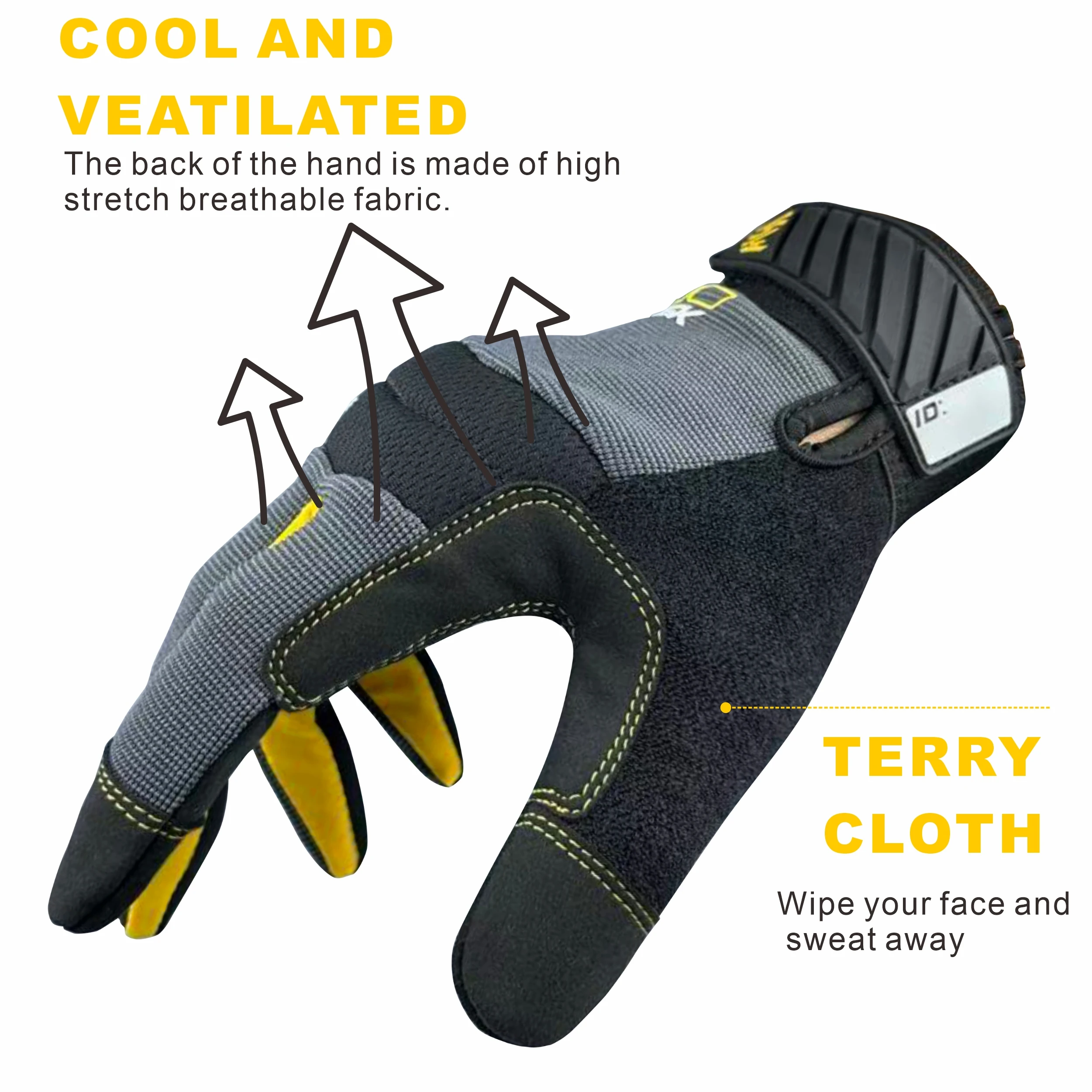 زوج من قفازات العمل الخفيفة متعددة الأغراض عالية الأداء للرجال والنساء شاشة لمس قابلة للتنفس وعالية البراز لمتعدد الأغراض