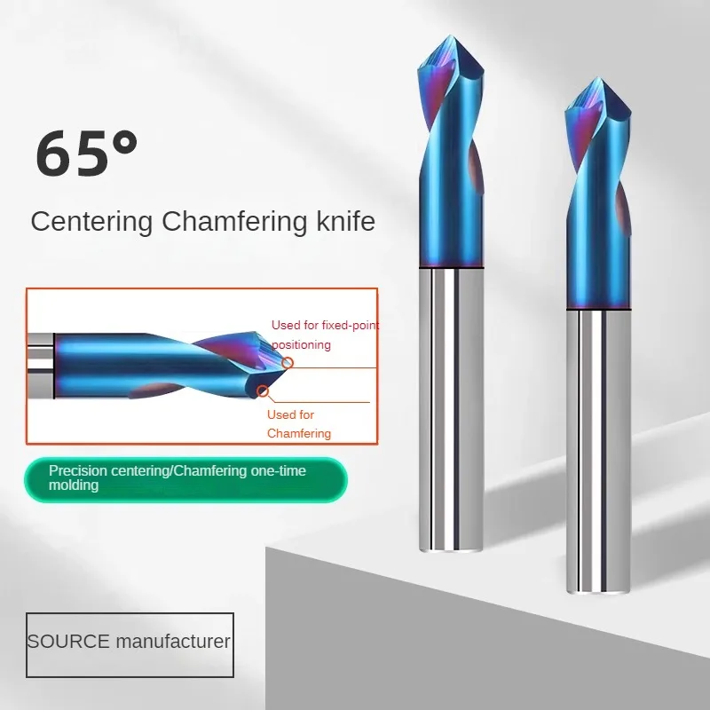 

65 degree chamfer cutter, tungsten steel milling cutter, hard alloy 90 ° centering drill, nano blue coated CNC tool φ 3 4 5 6 8