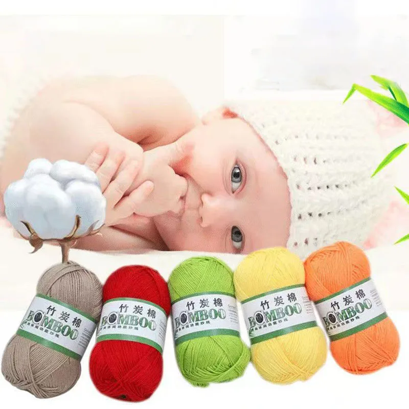 

5pc High Quality Soft and Smooth Natural Bamboo Cotton Hand Woven Yarn, Baby Cotton Crochet Knitted Fabric