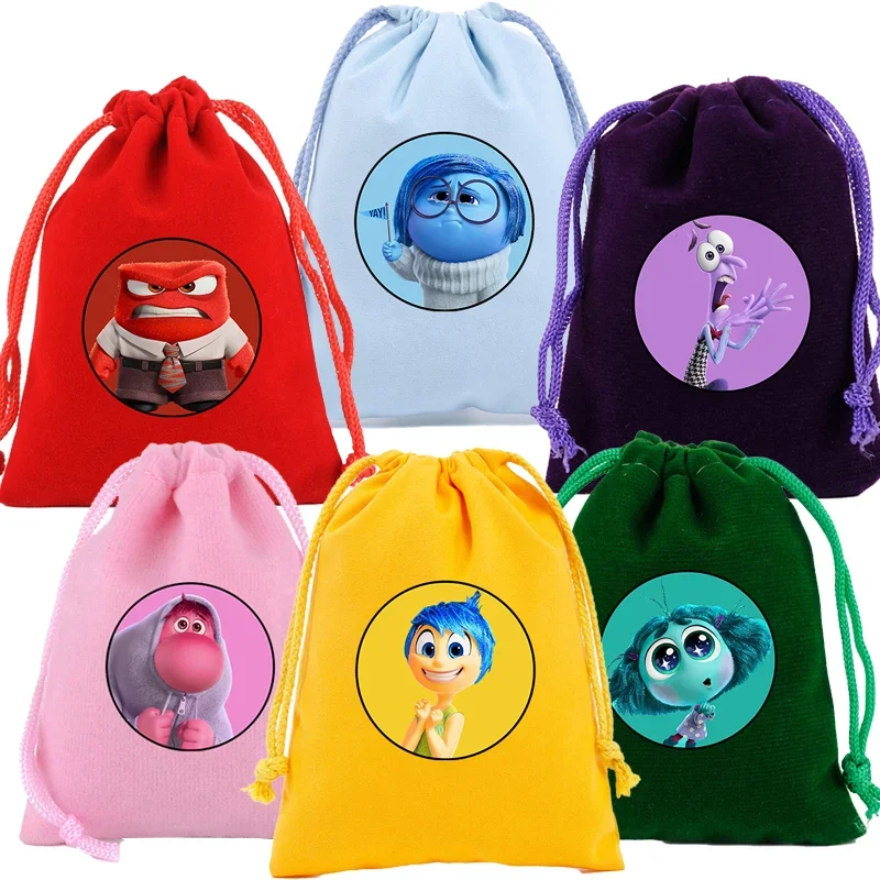 Disney Inside Out Girls Boys Canvas Drawstring Bags Animation Figures Graphic Child Handbags Storage Pouches Kids Birthday Gift