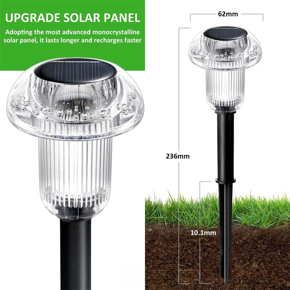 4pcs Solar Pathway Lights Outdoor Solar Lawn Lights Outdoor Garden Mushroom Lights LED for Yard Path Walkway Driveway Decor