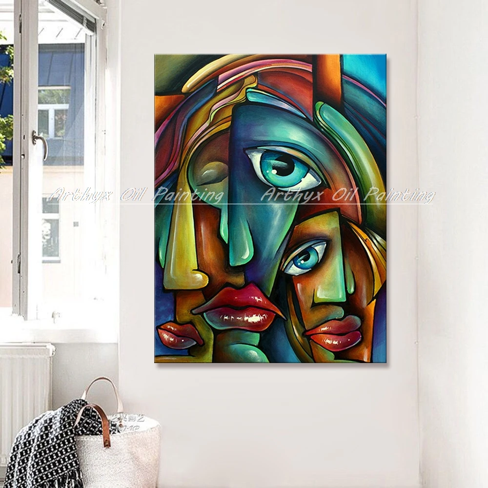 Arthyx Large Size,Modern Abstract Wall Picture Handpainted Canvas,Art Poster Figure Oil Painting For Living Room,Home Decoration