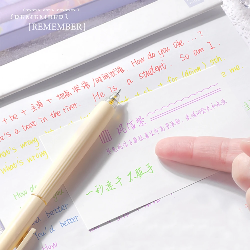 5pcs 0.5 mm Color Gel Pen For Note-taking Quick-drying Marker Pen Fine Tip Smooth Non-stick Ink Replaceable Refill