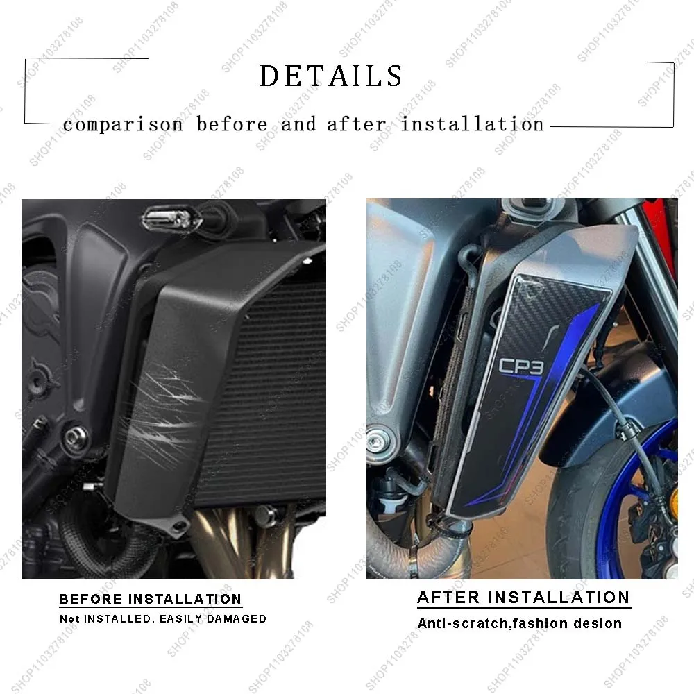 For Mt 09 mt09 MT-09 2025 Motorcycle Anti slip Tank Pad Side Radiato Protector Sticker 3D Resin Stickers kit