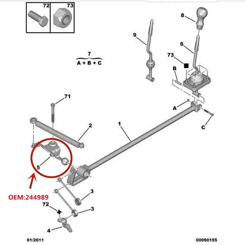 Suitable for 206 207 207CC variable speed control Club Gearshift control return OEM:244989 Lever bracket Joystick ball