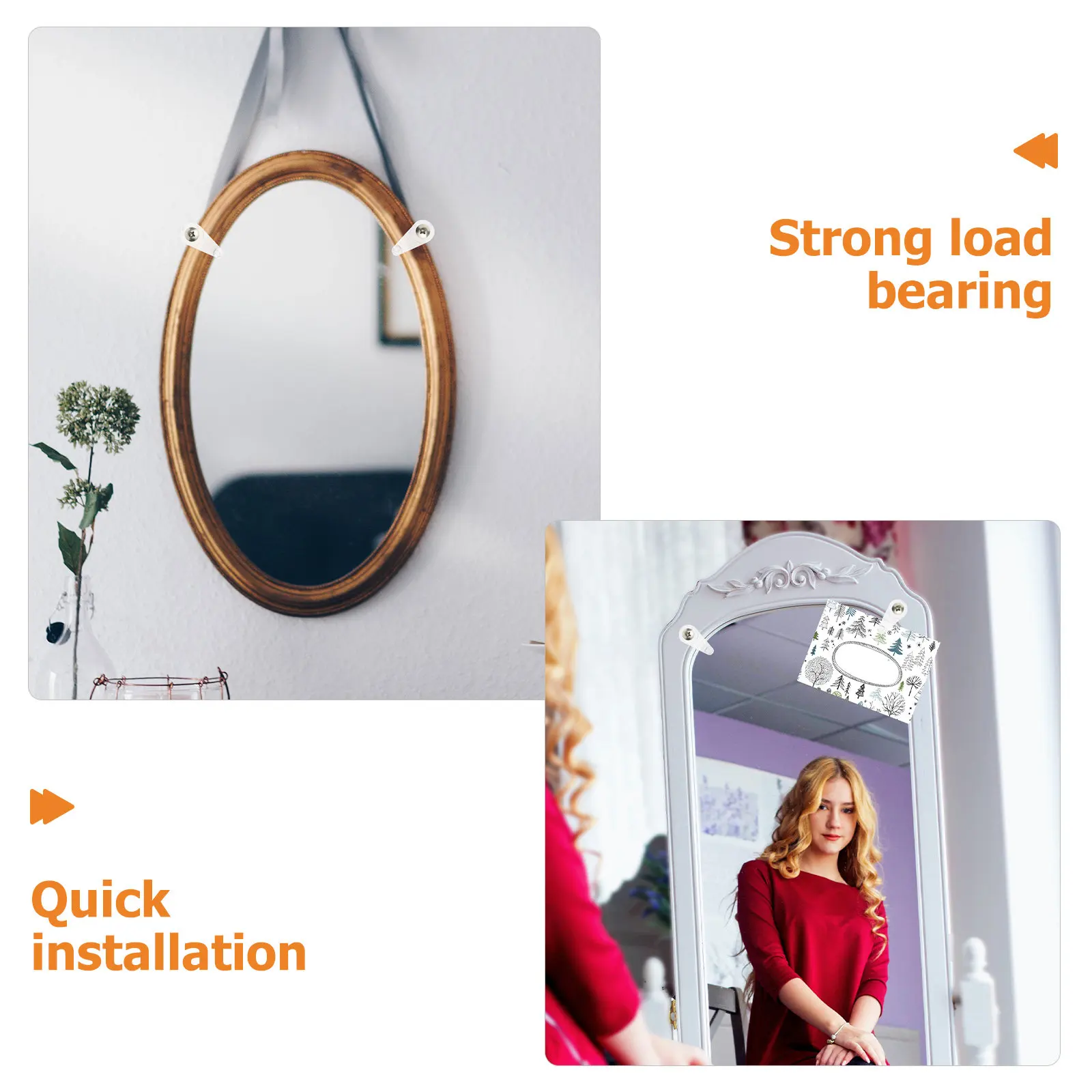 60Sets Mirror Glass Clips with Screws Strong Load Bearing Plastic Mirror Holder Clips for Glass Thickness Compatibility Cabinet