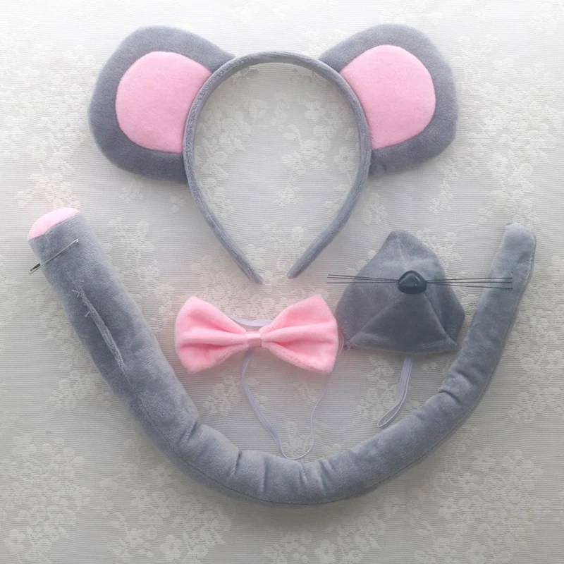 Set De 5 Accesorios De Disfraz De Ratón | Diadema, Guantes, Pajarita Y Falda Tutú Para Fiestas