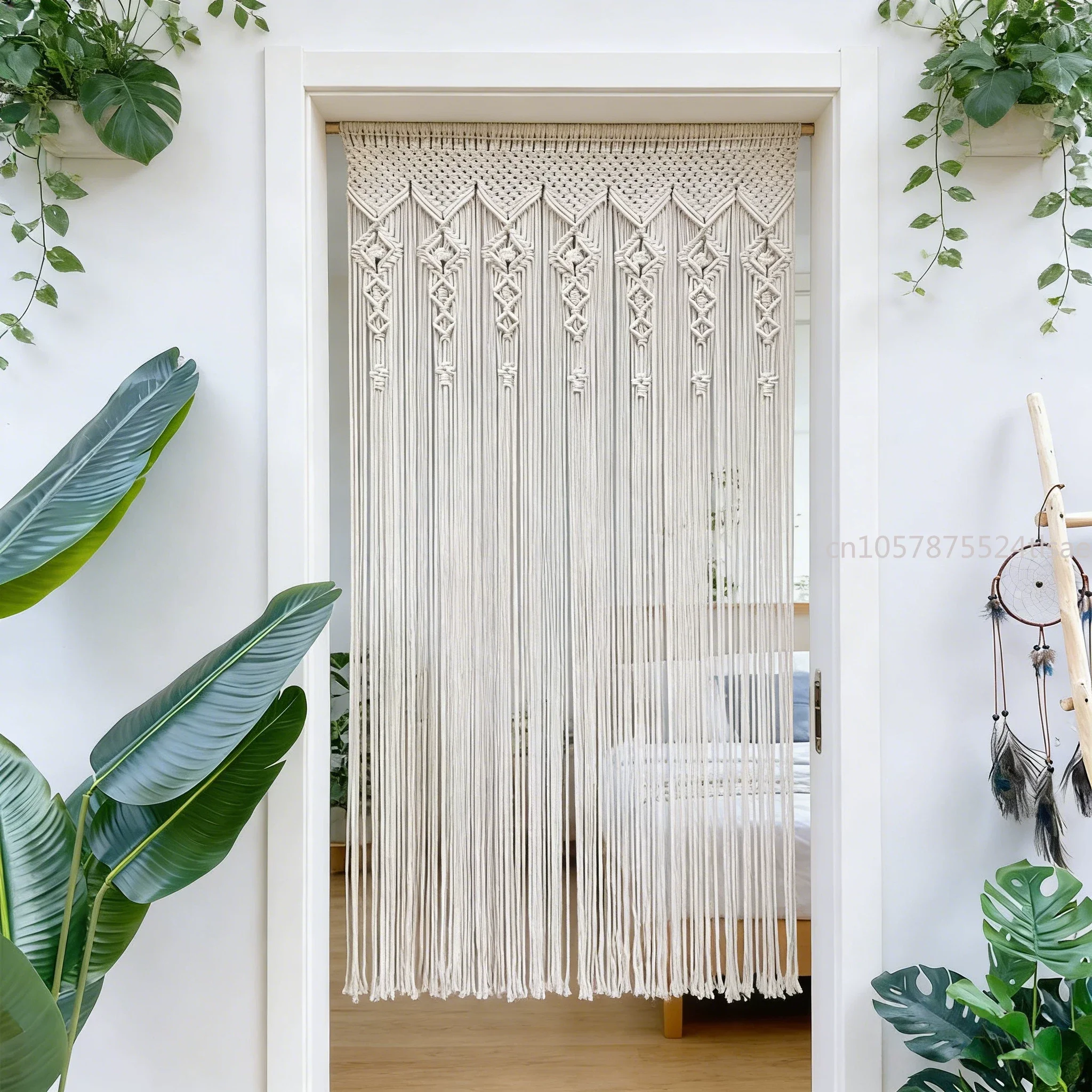 Boho Decoration Bohemia Wedding Backdrop Decor Handweave Tapestry Tassel Macrame Wall Hanging Door Curtain Cotton Art Tapestry
