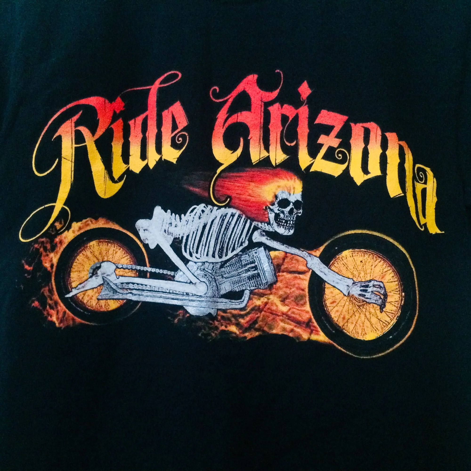 1990S Ride Arizona Motorcycle Skeleton T Shirt Black Shirts Bikes Skateboards Motor Sports