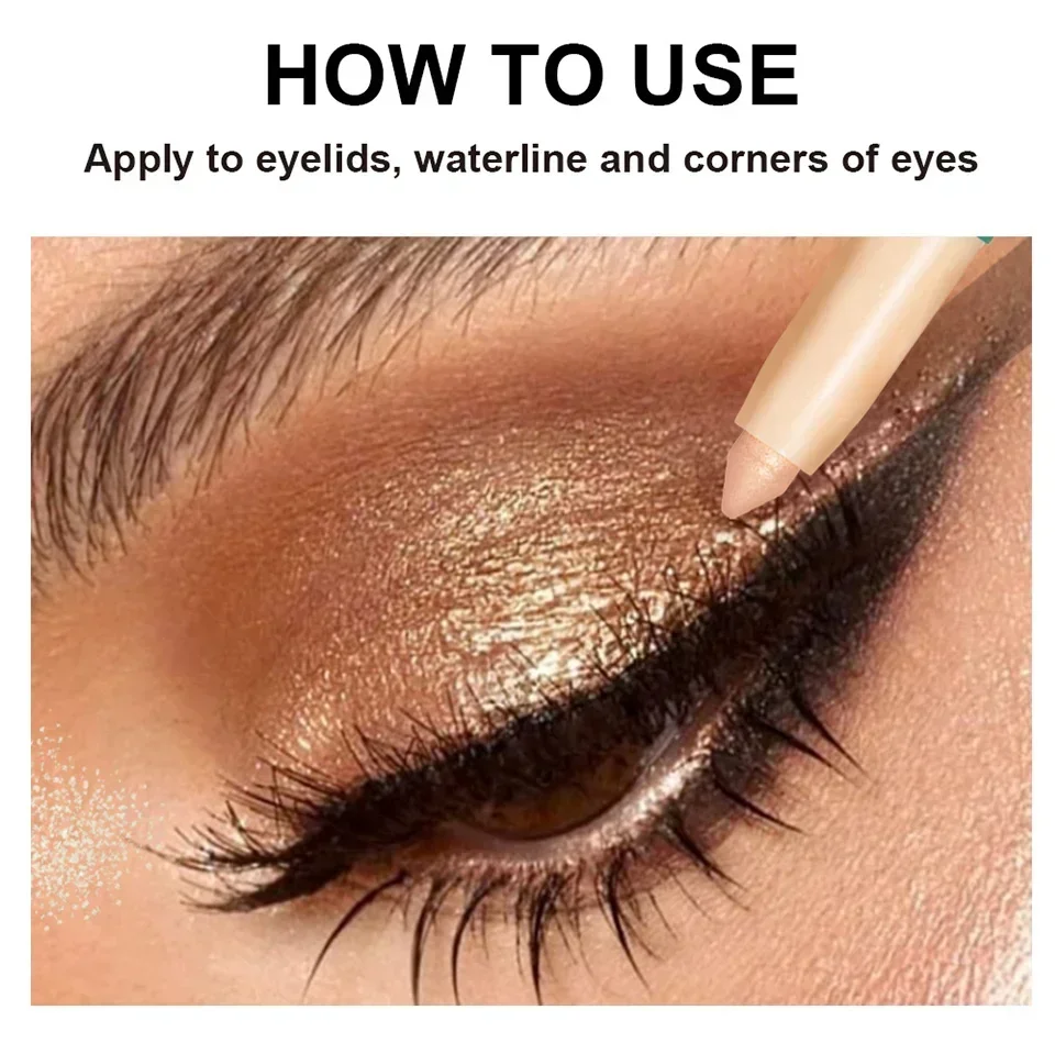 1PC Waterproof Pearlescent Eyeshadow Pencil Stick Lasting Glitter Shimmer Eye Shadow Highlighter Pen Eyes Makeup Tools
