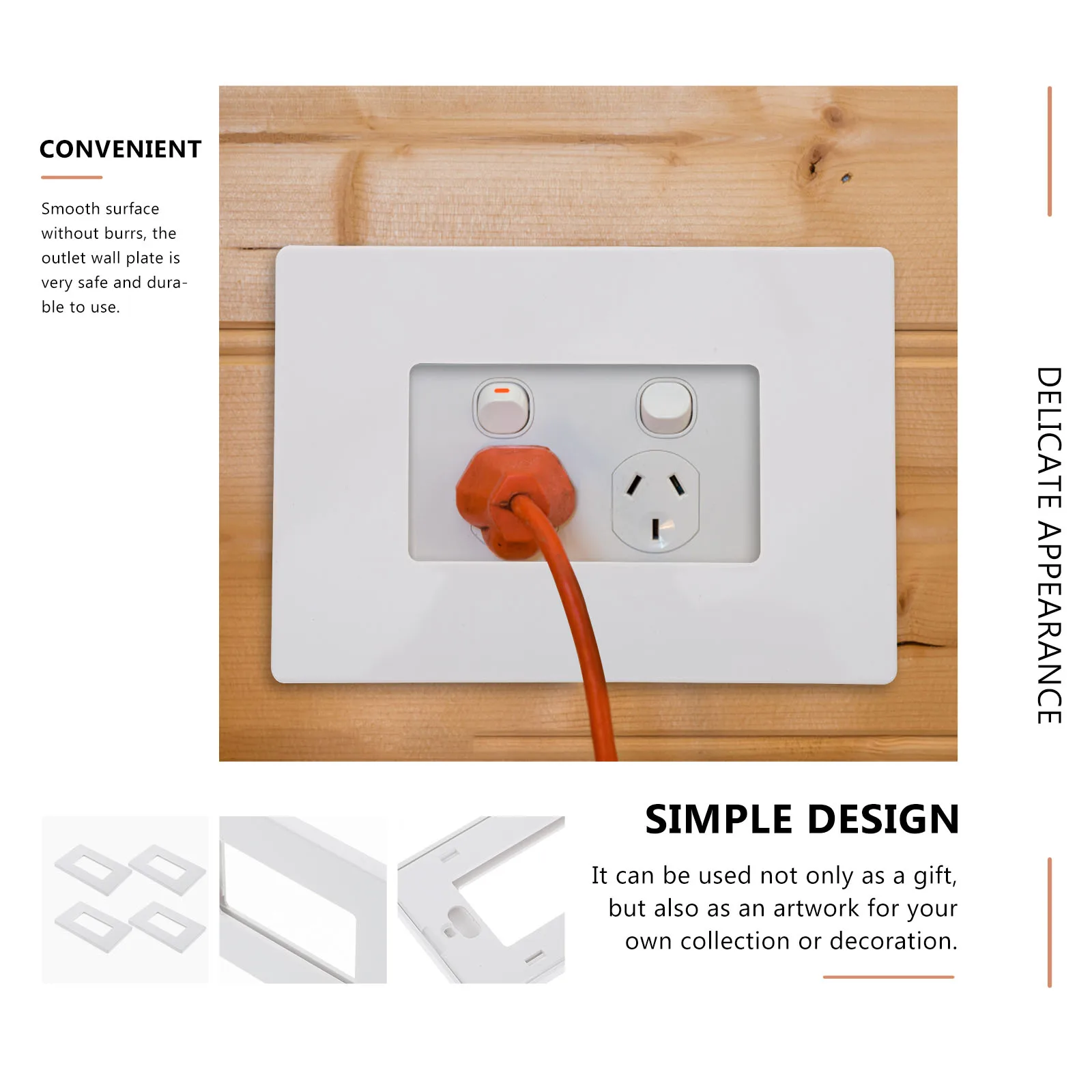 

4pcs Us Plate Us Standard Plug 1 Gang Durable Pc Material Smooth Surface Resilient Electrical Outlet Cover For Home Wall Cover
