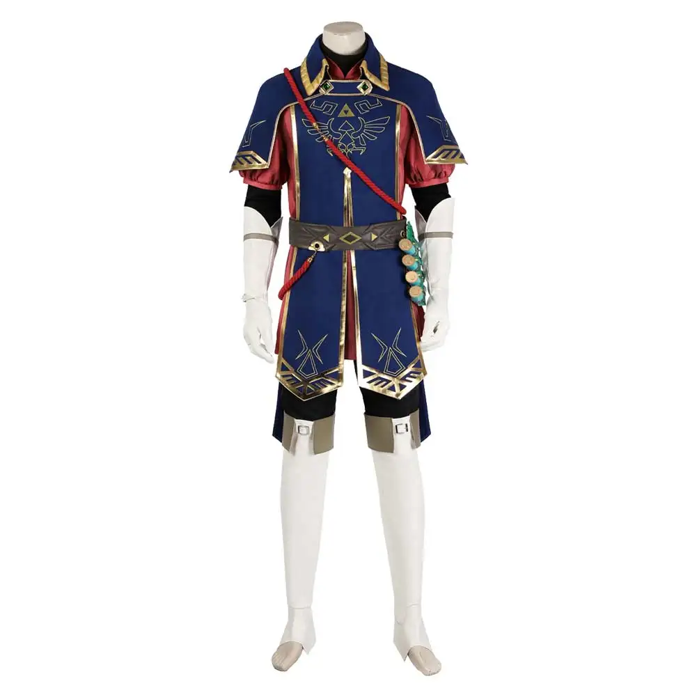 Fantasia Game Link Traje Cosplay Masculino, Traje de Halloween, Traje de festa disfarçado de Carnaval, calça superior, chapéu, luvas, cinto, adulto