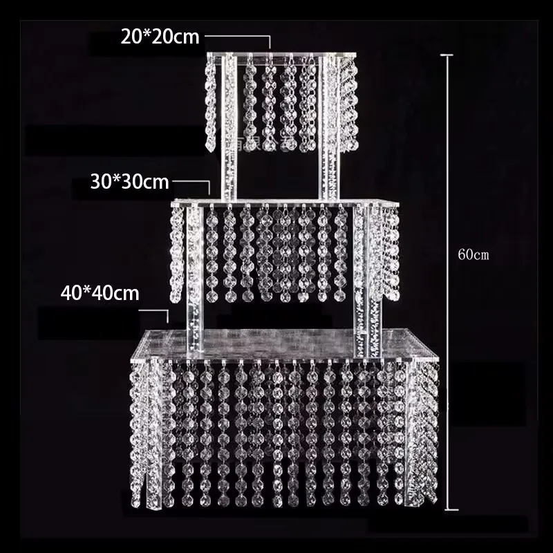 Acrylic transparent multilayer cake rack classic crystal octagonal bead chain cake table dessert rack