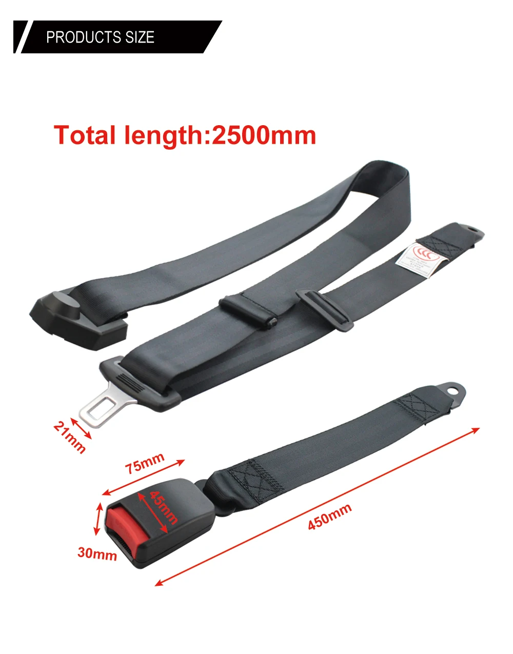 OLLO Car Seat belt 3Points Universal Safety Belt Lap Belt High Quality Car Auto Seat Adjustable Extension Bucklet Truck Car Belt