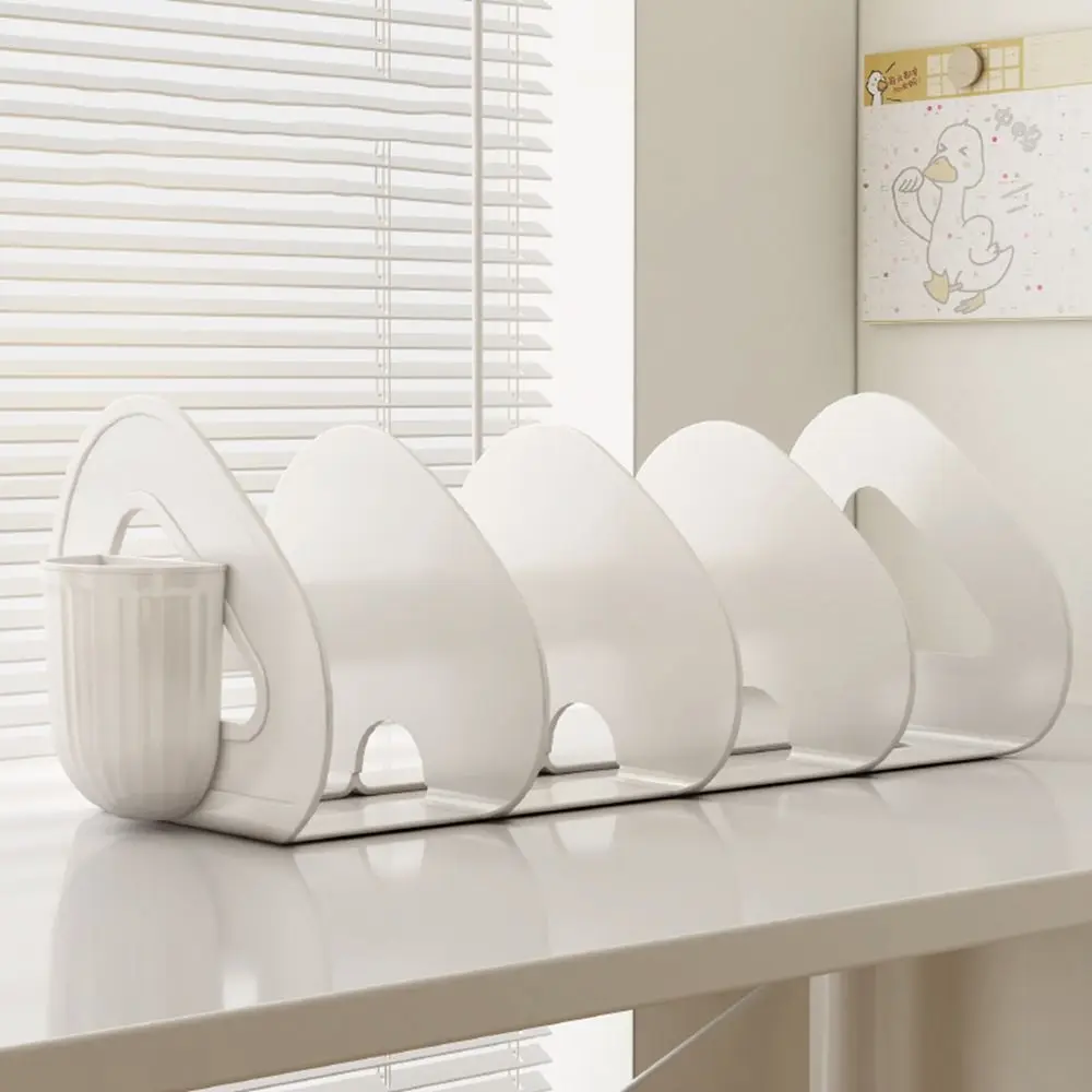 

Convenient Plastic Desktop Book Stand Save Space with Handle Divided Book Stand Transparent Desk Storage Rack File