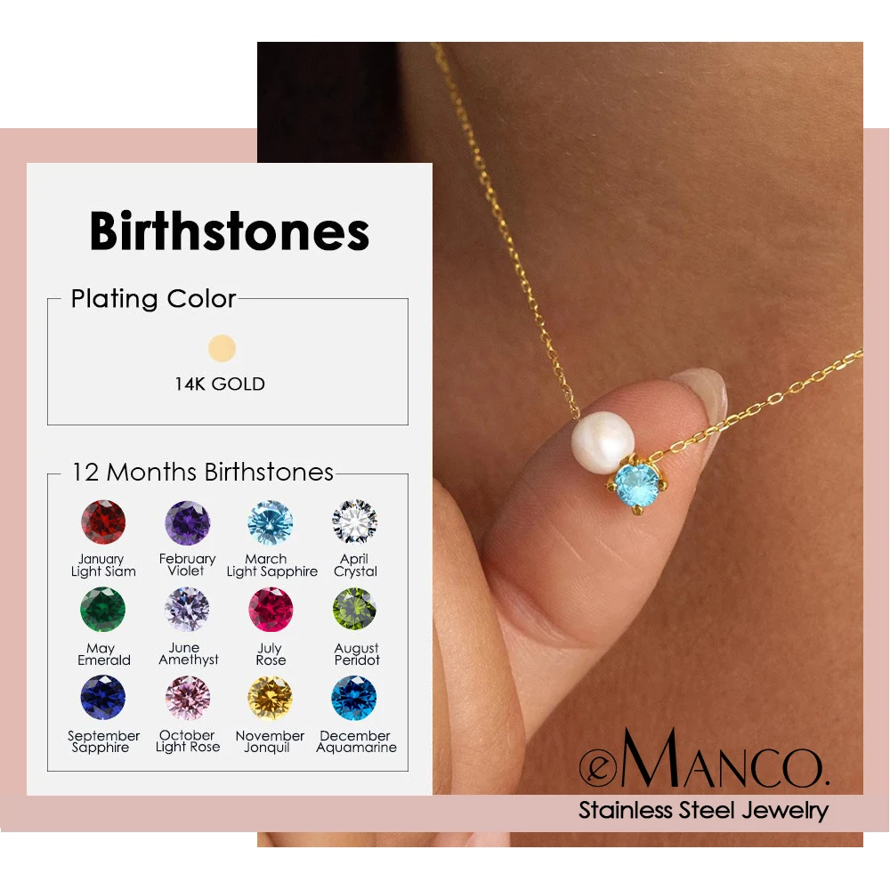 eManco Fashion Imitation Pearls Zircon Pendant Quality Necklace Chic Stainless Steel Fashion Exquisite Jewelry New