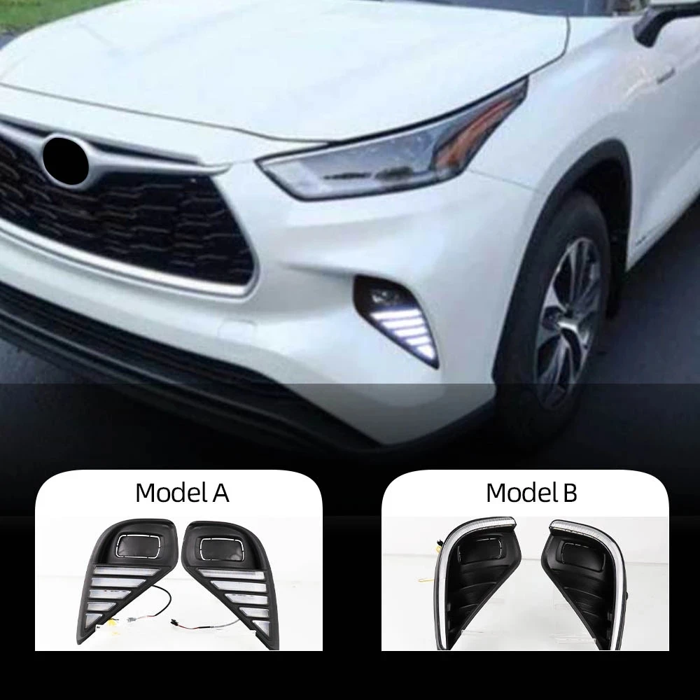 

1 пара автомобильных светодиодных фар для Toyota Highlander 2020 2021 2022 светодиодные дневные фонари указатель поворота DRL дневные ходовые огни авто противотуманные фары