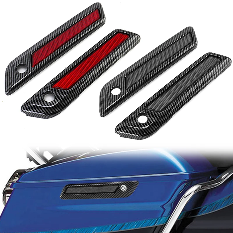 

Motorcycle Saddlebag Guard Reflector Latch Cover ABS Plastic For Harley Touring Road King Road Glide Street Glide 2014-up