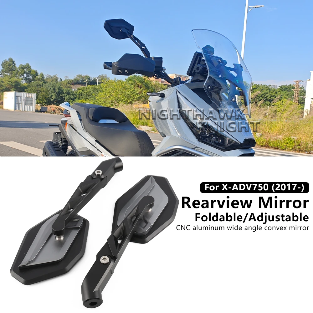 

For HONDA X-ADV750 XADV 750 2017-2025 Motorcycle Rearview Mirror CNC Aluminum Foldable Wide Angle Convex Mirror Side Mirror