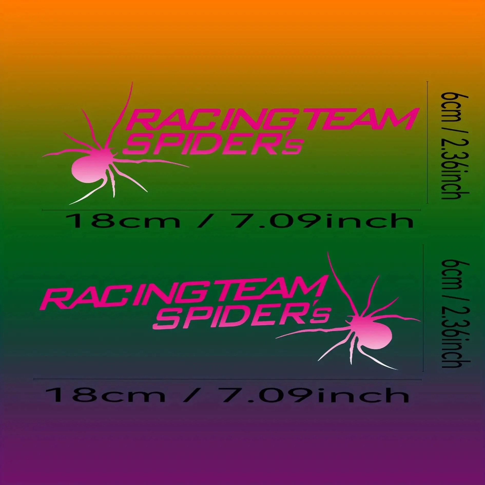 2D Flat Spider Racing Team Decals, Waterproof PVC Stickers for Helmet & Car Mirror