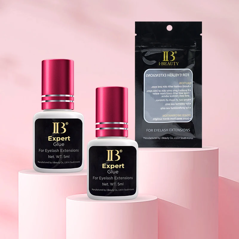 2 garrafas 5ml coreia ibeauty especialista cola extensões de cílios ib vinho vermelho boné lash cola falso olho lash adesivo 1-2s atacado