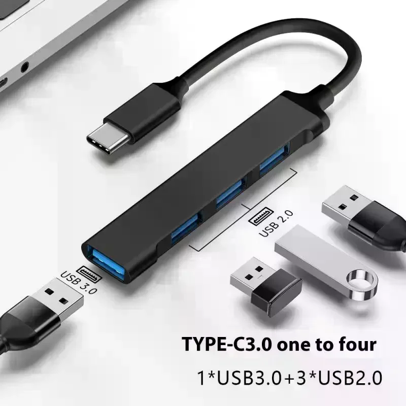 1pc PC Computer Accessories USB 3.0 Hub USB Hub 4 Port High Speed Type C Splitter 5gbps Multiport HUB 4 USB 3.0 2.0 Ports