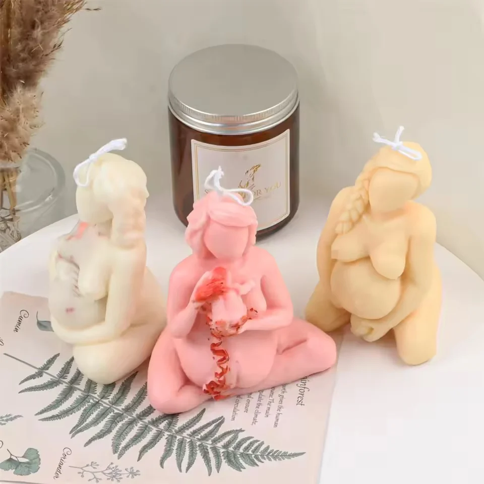 Molde de silicona 3D para velas de madre e hijo, figura de mujer embarazada, molde de resina epoxi, molde de yeso para velas de parto, jabón, decoración del hogar
