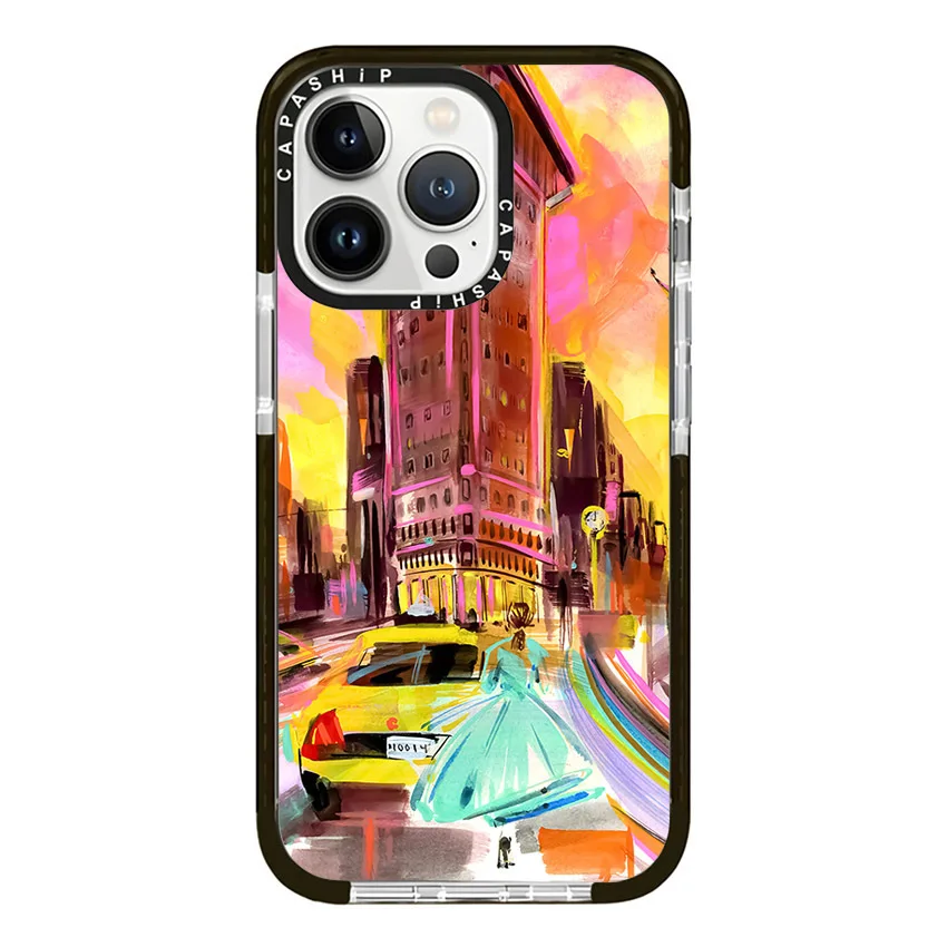 Oil Painting City Building Bridge Case For iPhone 16 15 14 13 12 11 Pro X XS XR Max 7 8 Plus SE Soft TPU Shockproof Back Cover