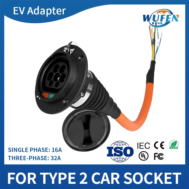 

EVSE IEC62196 Type 2 Ev Type2 Socket 1P 3P 16A 32A 63A 80A Electric Car Charging Socket 50Cm Cord Electric Car 4 Passengers