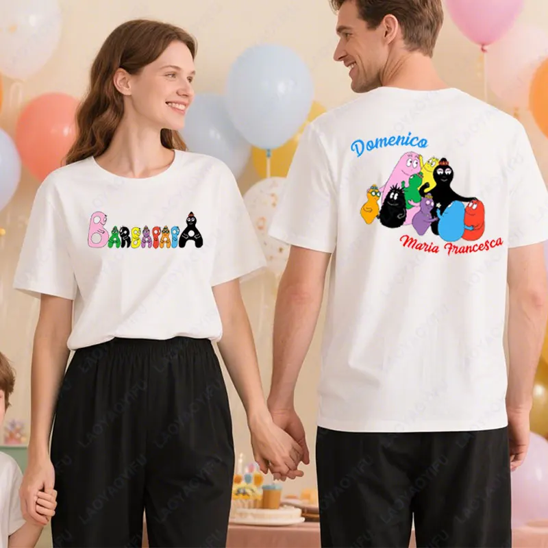 Barbapapa Funny Pear Shaped Pink Unisex TShirt Trendy Couplemen Women Tops Vintage Cartoon Cotton Streetwear Fashion Party Tees