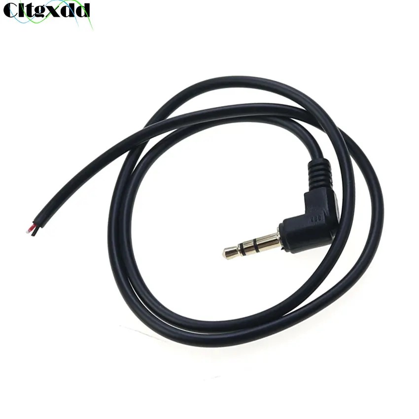 Cltgxdd 3.5mm 3Pole Stereo Headset Male Plug With Cable 90 Degrees Black Audio Jack Adaptor Connector Lengt:50/95cm Need to weld