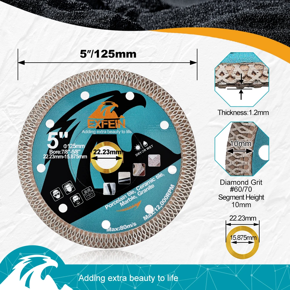 EXFEIN 1pc Dia 75/115/125mm Diamond Cutting Disc X mesh Cut for Tile Marble Ceramic Granite for Angle Grinder Diamond Saw Blade