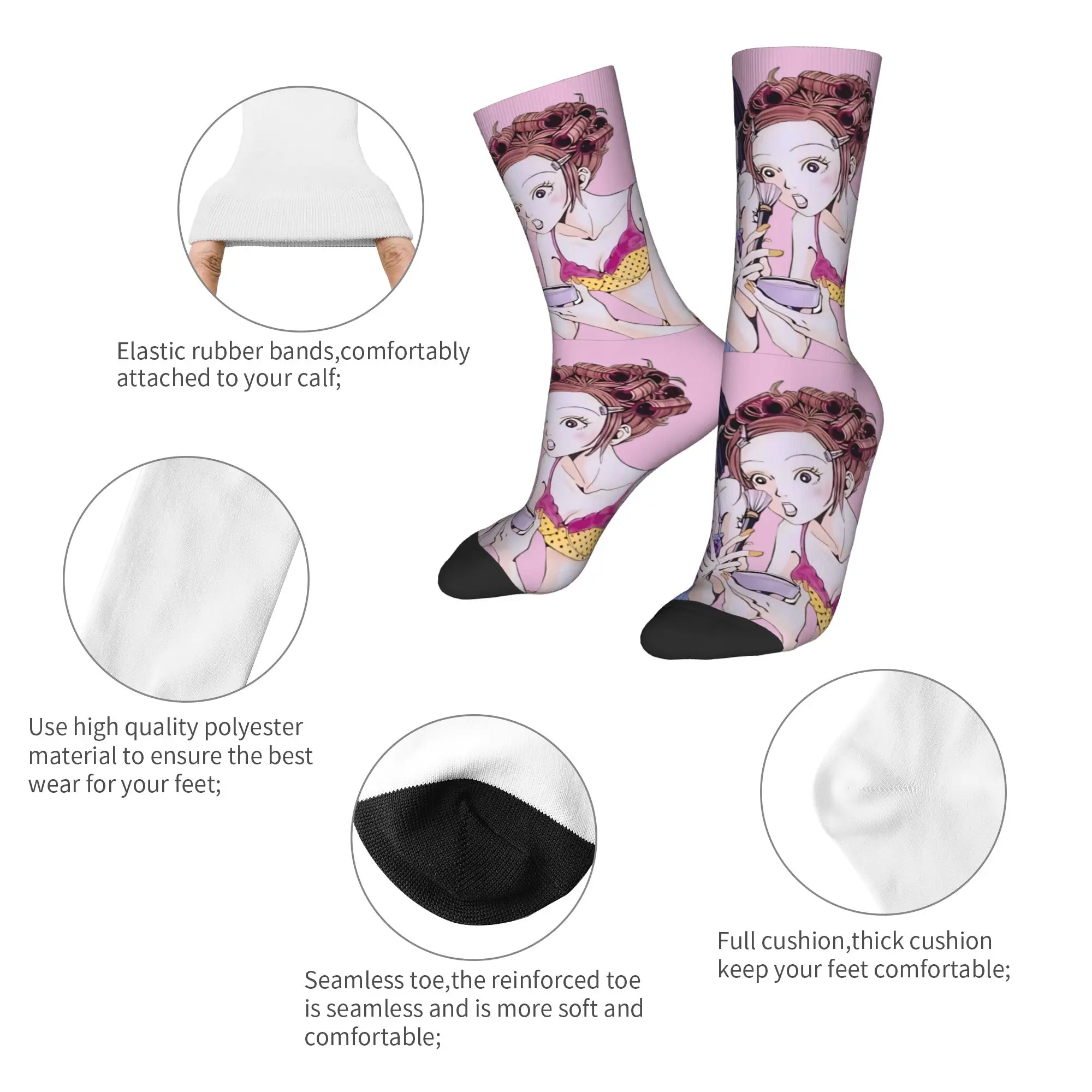 نانا آي يازاوا الجوارب الرجال النساء البوليستر مضحك سعيد أنيمي الجوارب Harajuku الربيع الصيف الخريف الشتاء الأوسط جوارب أنبوبية هدية #2