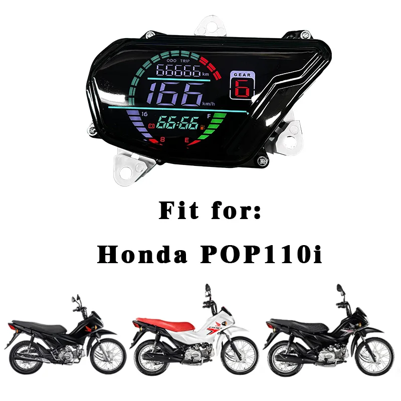 Velocímetro LED de Fácil Instalación para Motocicleta, Panel de Instrumentos Digital, Tacómetro para Honda POP 110i POP110i