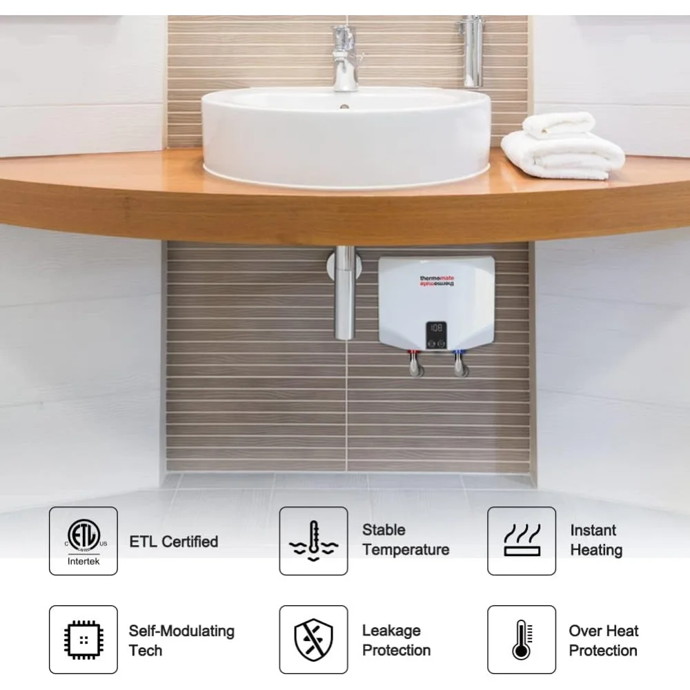 Mini Tankloze Boiler Elektrische 3.5kw 110 ~ 120V Punt Van Gebruik Op Aanvraag Instant Warmwaterboiler Voor Gootsteen Muur Gemonteerde Led