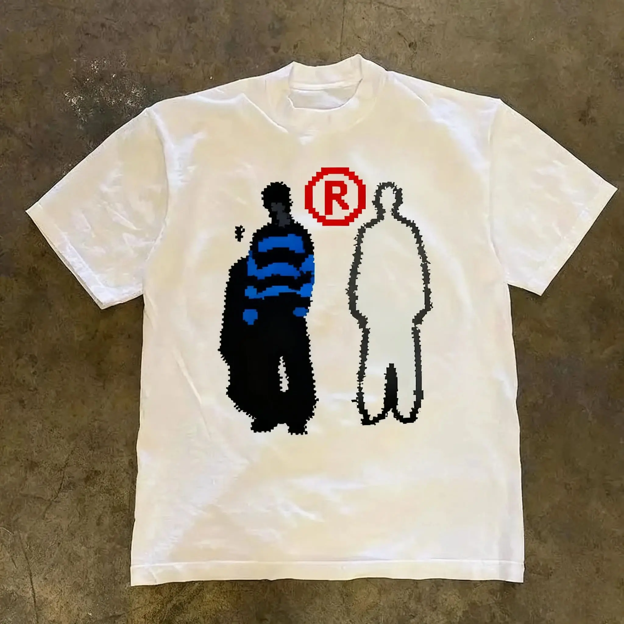 Summer 2026 New Vintage High Street Print Tee High Quality Y2k Stylish Casual Breathable Men's Crew Neck Print Tee