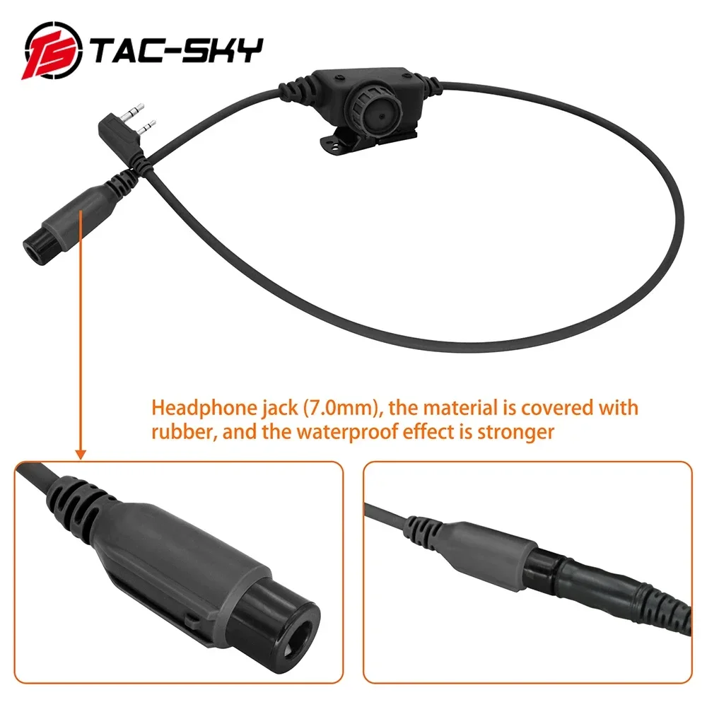 TS TAC-SKY Tactische RAC Ptt Kenwood-stekkeradapter PTT, compatibele Baofeng UV5R UV82 Walkie Talkie.