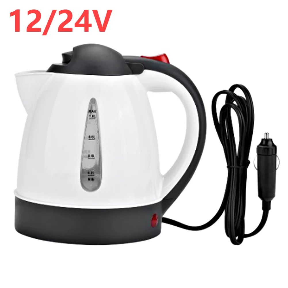 Car Truck Electric Kettle 1000ml Portable Travel Water Boiler Truck Car Coffee Tea Heating Water Bottle Heated Pot 12V 24V