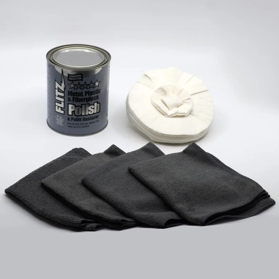 

Flitz Car Buffing and Care Kit Small - USA-Made Polishers and Buffers Set Includes 2lbs Paste 16oz Sealant 5" BuffBall 4 Microf