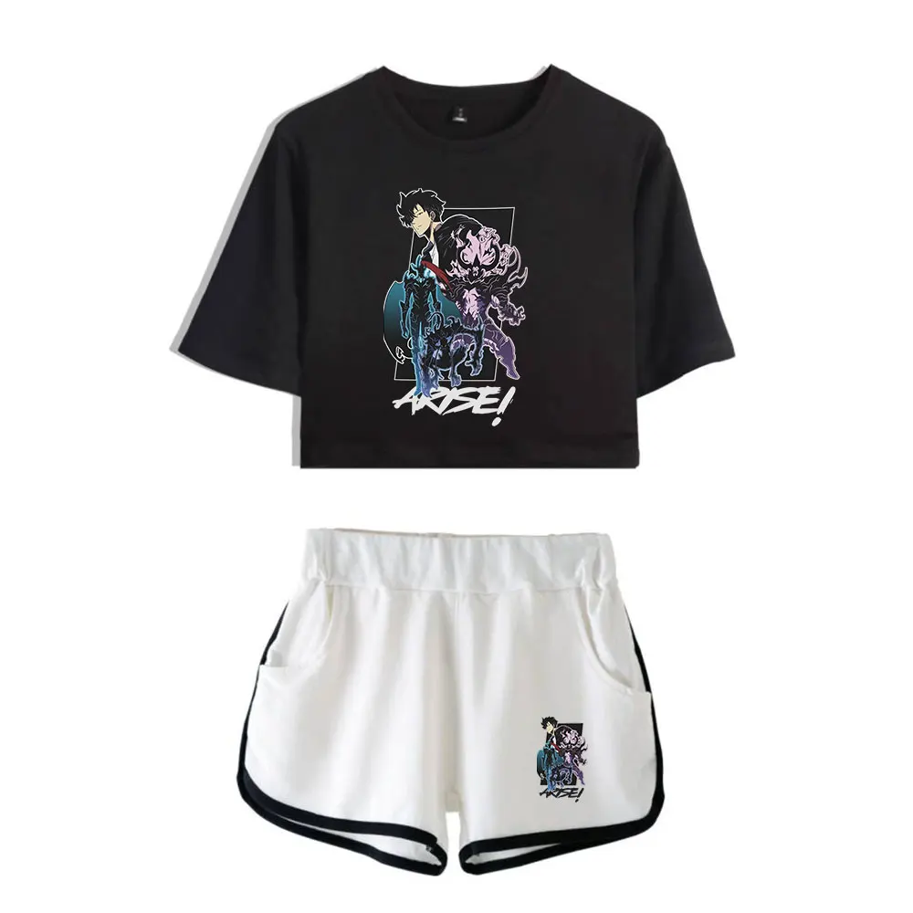 Solo Leveling Vintage 90s logo Merch Tops Two Piece Set Shorts+Lovely TShirt Harajuku Streetwear Fashion Outwear