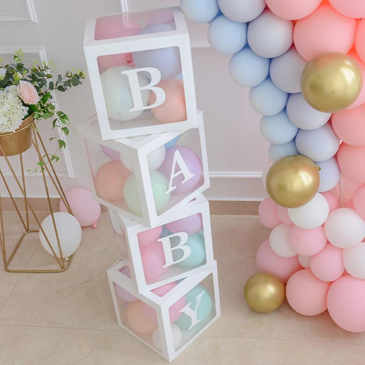 Decoração de chá de bebê caixa de balão menino menina um ano primeiro aniversário festa de aniversário docor crianças gênero revelar decoração