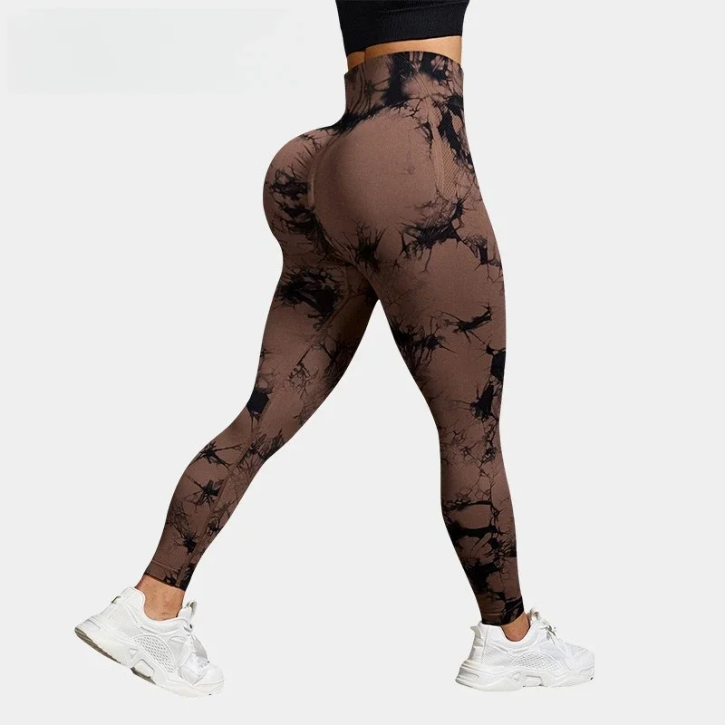 womens plus size clothing High Waisted Yoga Leggings tight fitting Tie-dye leggings running Yoga pants Thermal pants for women