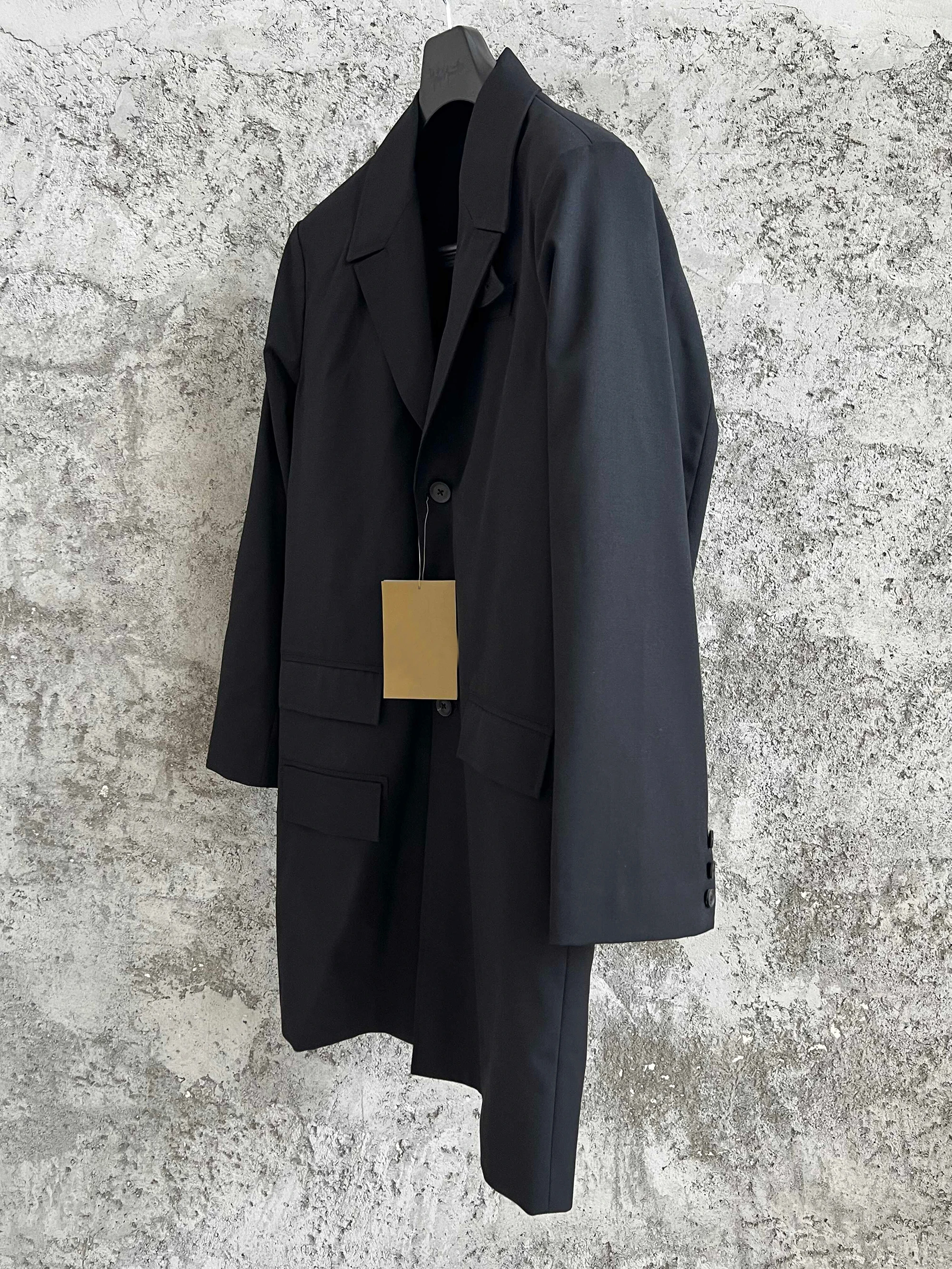 

TOP-YAMAMOTO original design retro suit trench coat, lapel single-breasted mid-length classic coat