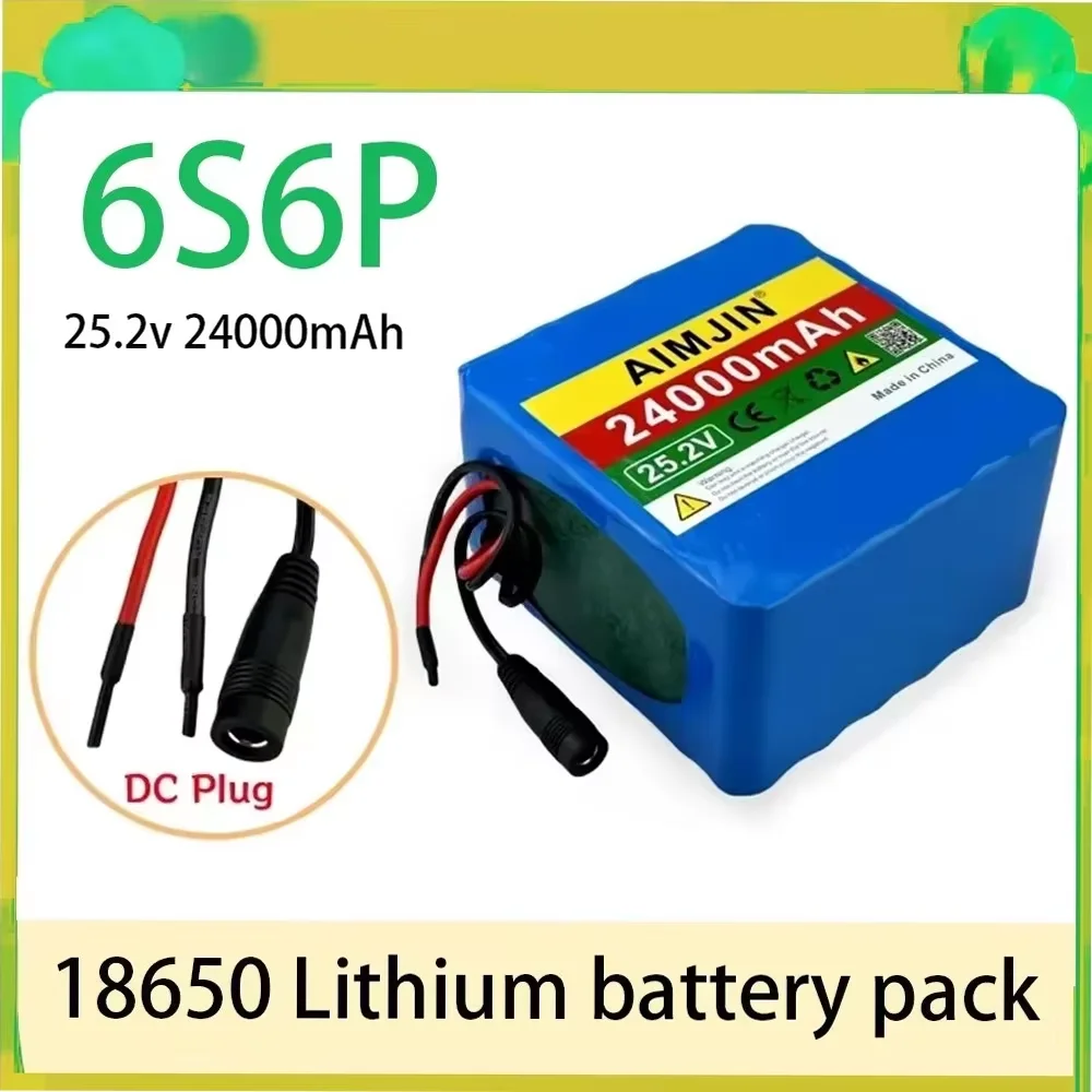 

2026 New 18650 Battery Pack 6S6P, For Electric Bicycles and Scooters 25.2V 24000mAh Large Capacity Lithium Battery Pack,