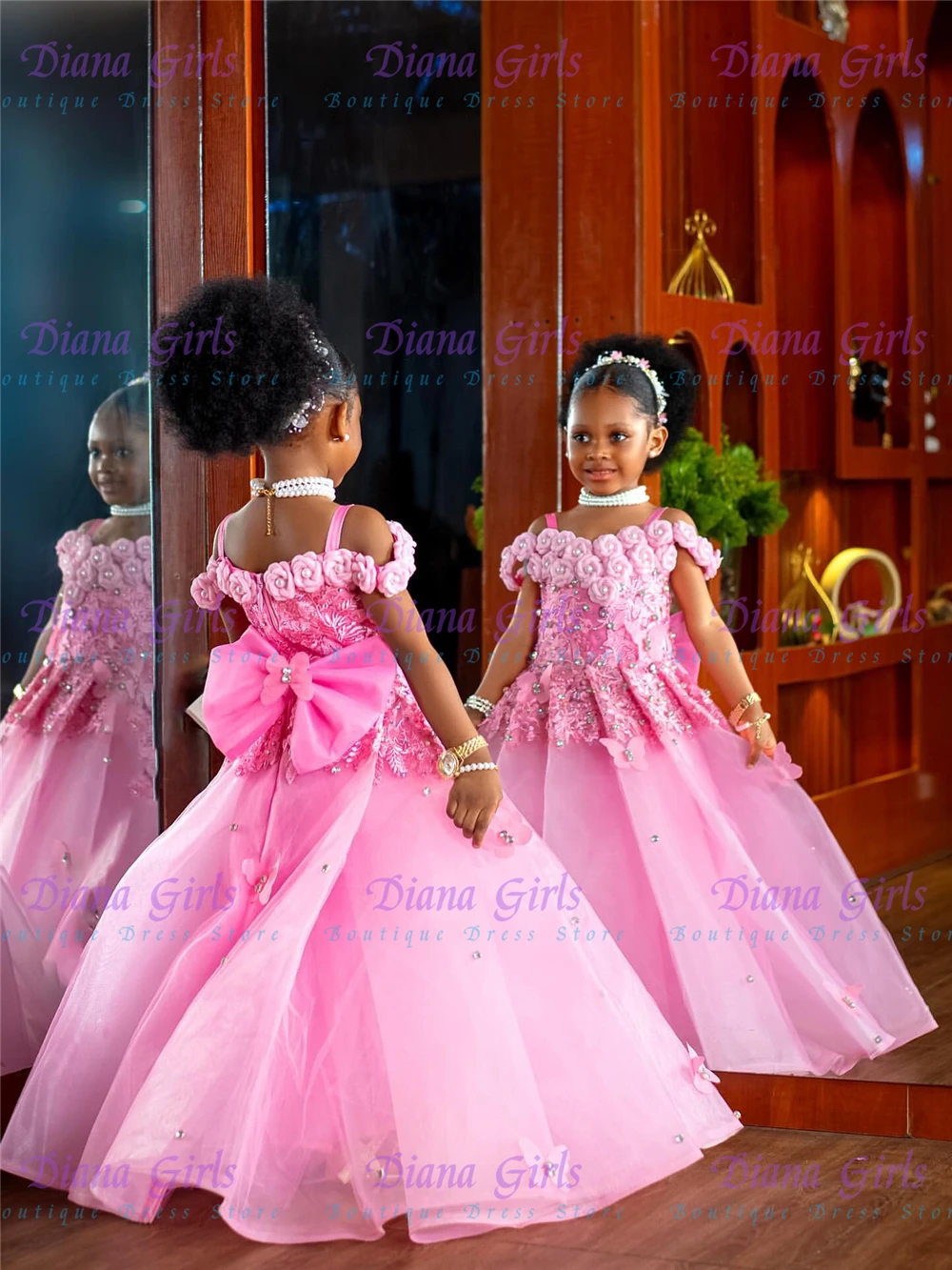 

Lovely Pink Tulle Fluffy Flower Girl Dress Quality Applique for Wedding Little Princess Kids Birthday Party Evening Ball Gowns