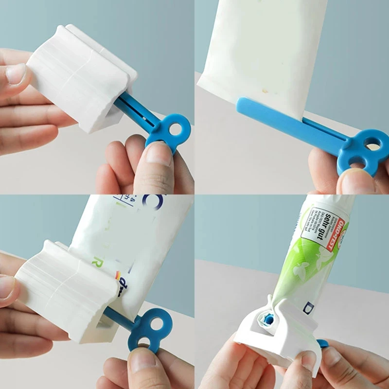 2pc Multifunction Toothpaste Dispenser Manual Squeezer Toothpaste Clip-on Facial Cleanser Squeezer Bathroom Accessories Sets