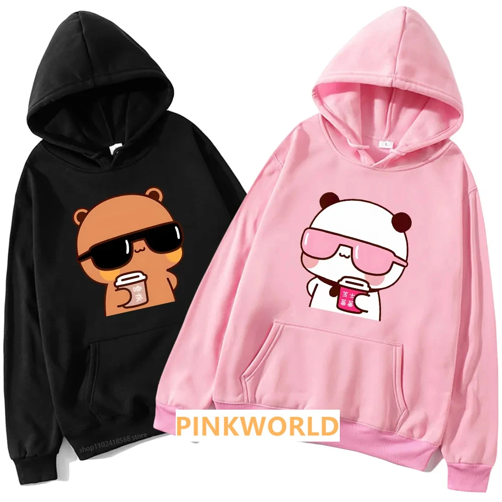 Couple Hoodies Bubu Is Watching Movie With Dudu Autumn Winter Sweatshirt Cartoon Kawaii Pullover Harajuku Men Women Sudaderas